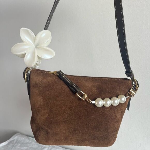 NWOT | COACH Brown Suede Y2K Baguette Hobo SoHo Hampton Mini Bag - Picture 1 of 14